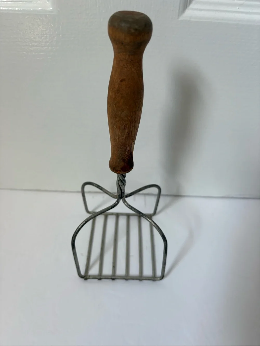 Vintage Potato Masher Wood Handle Square Head